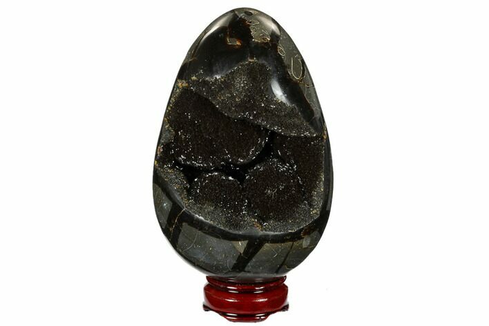 Septarian Dragon Egg Geode - Black Crystals #172813